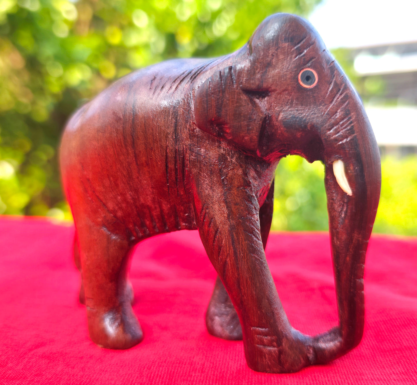 Wooden Handmade Elephant Miniature – 2 Inches | Kerala Rosewood Handicraft for Home Décor & Gifting