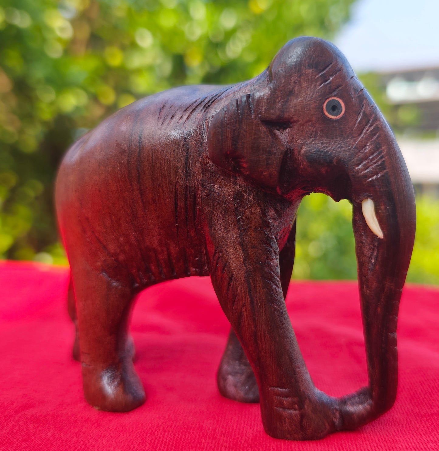 Wooden Handmade Elephant Miniature – 2 Inches | Kerala Rosewood Handicraft for Home Décor & Gifting