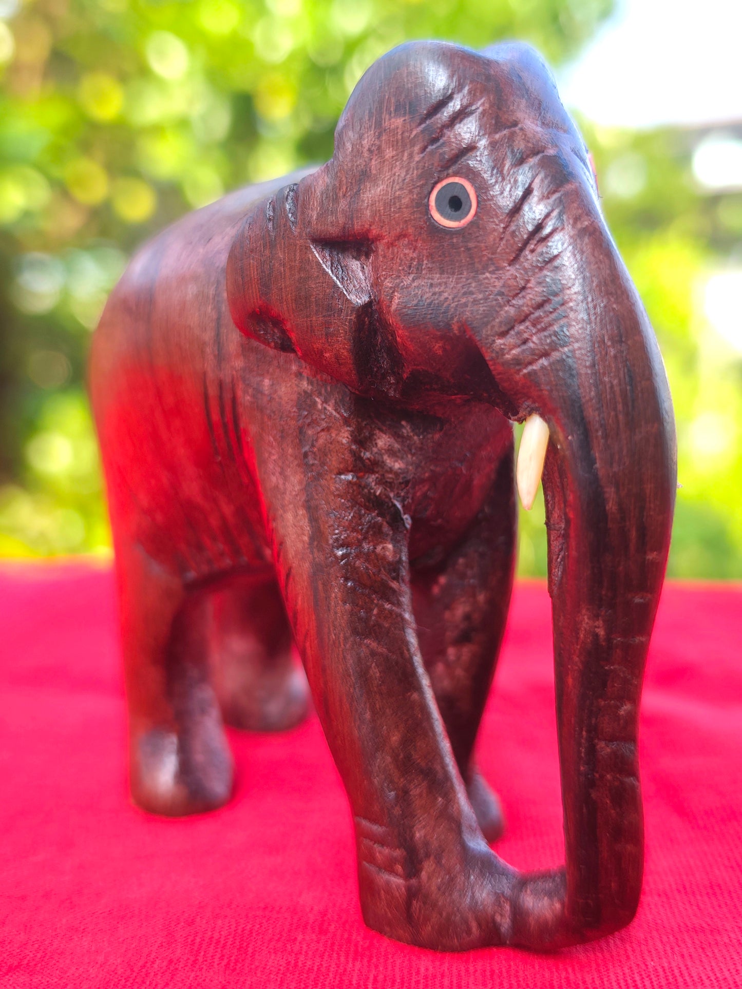 Wooden Handmade Elephant Miniature – 2 Inches | Kerala Rosewood Handicraft for Home Décor & Gifting