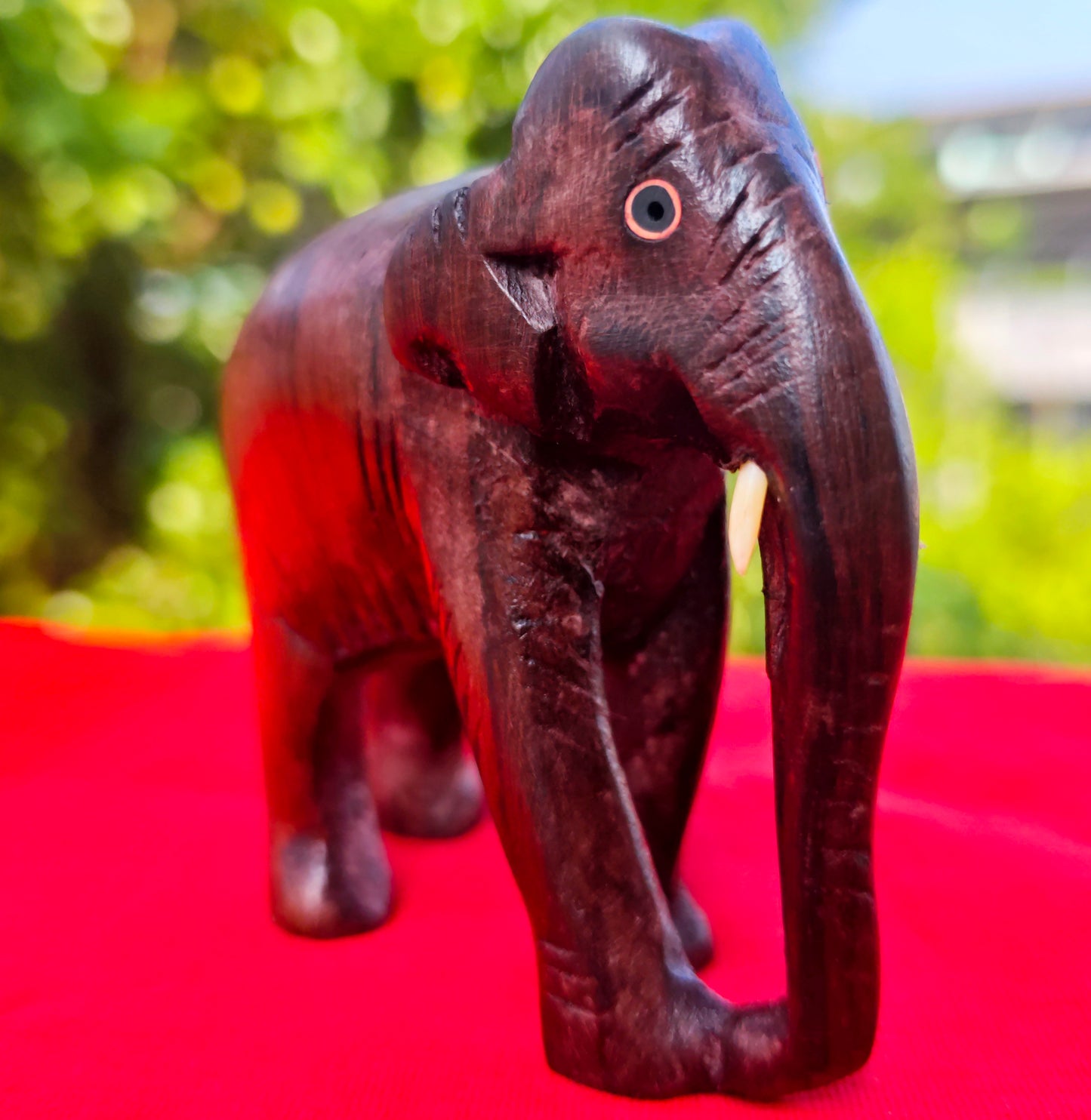 Wooden Handmade Elephant Miniature – 2 Inches | Kerala Rosewood Handicraft for Home Décor & Gifting