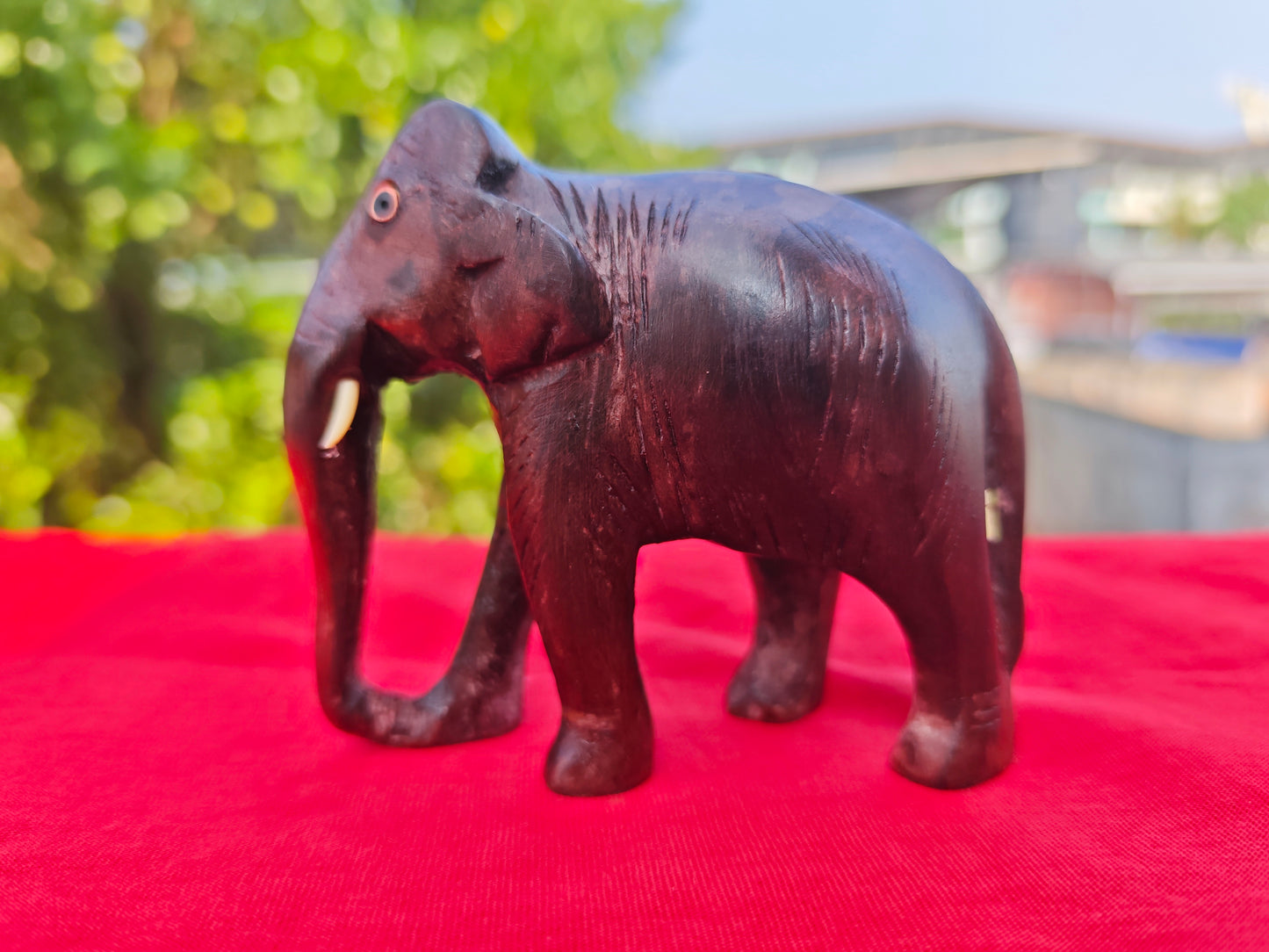 Wooden Handmade Elephant Miniature – 2 Inches | Kerala Rosewood Handicraft for Home Décor & Gifting