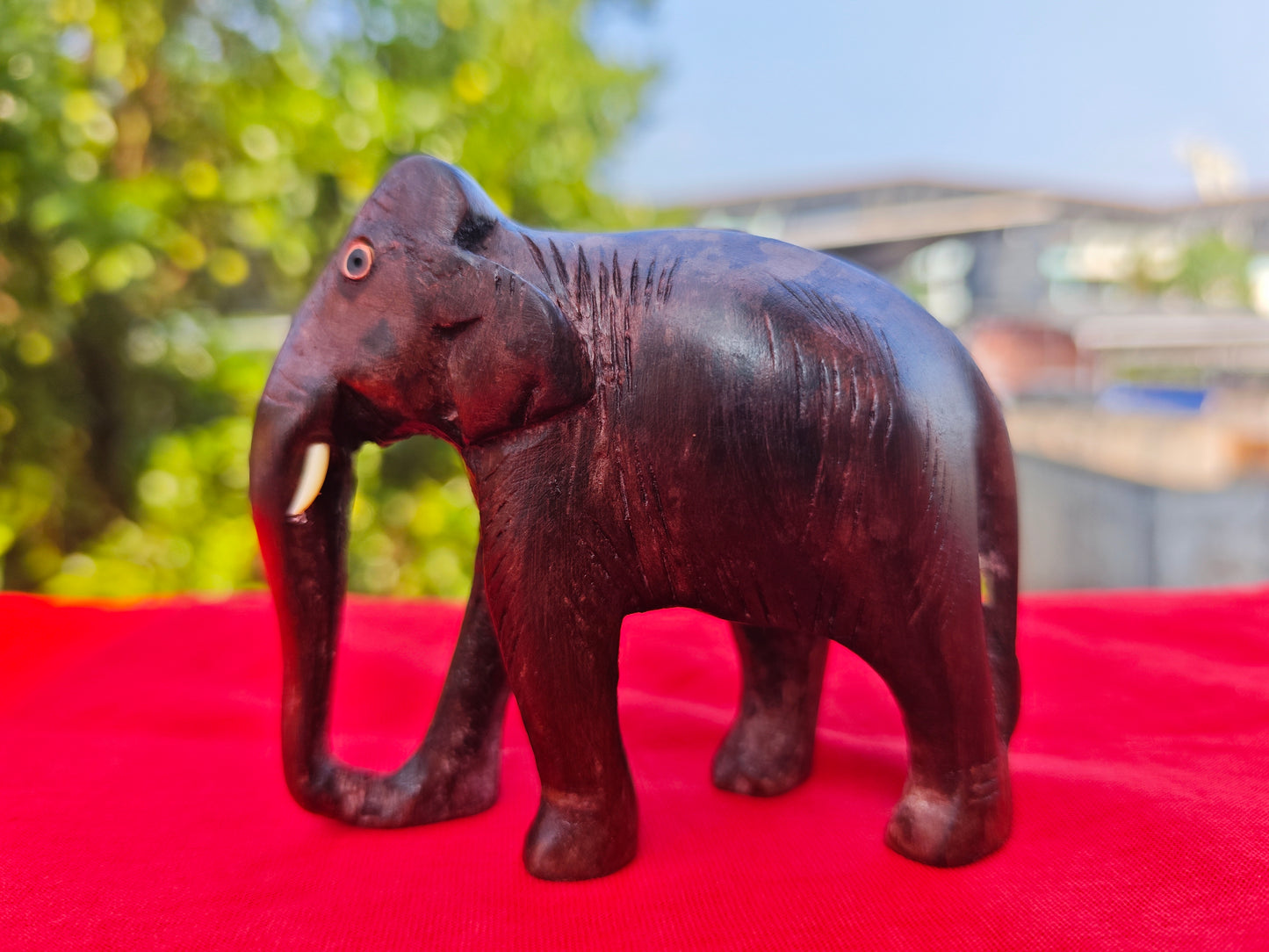 Wooden Handmade Elephant Miniature – 2 Inches | Kerala Rosewood Handicraft for Home Décor & Gifting