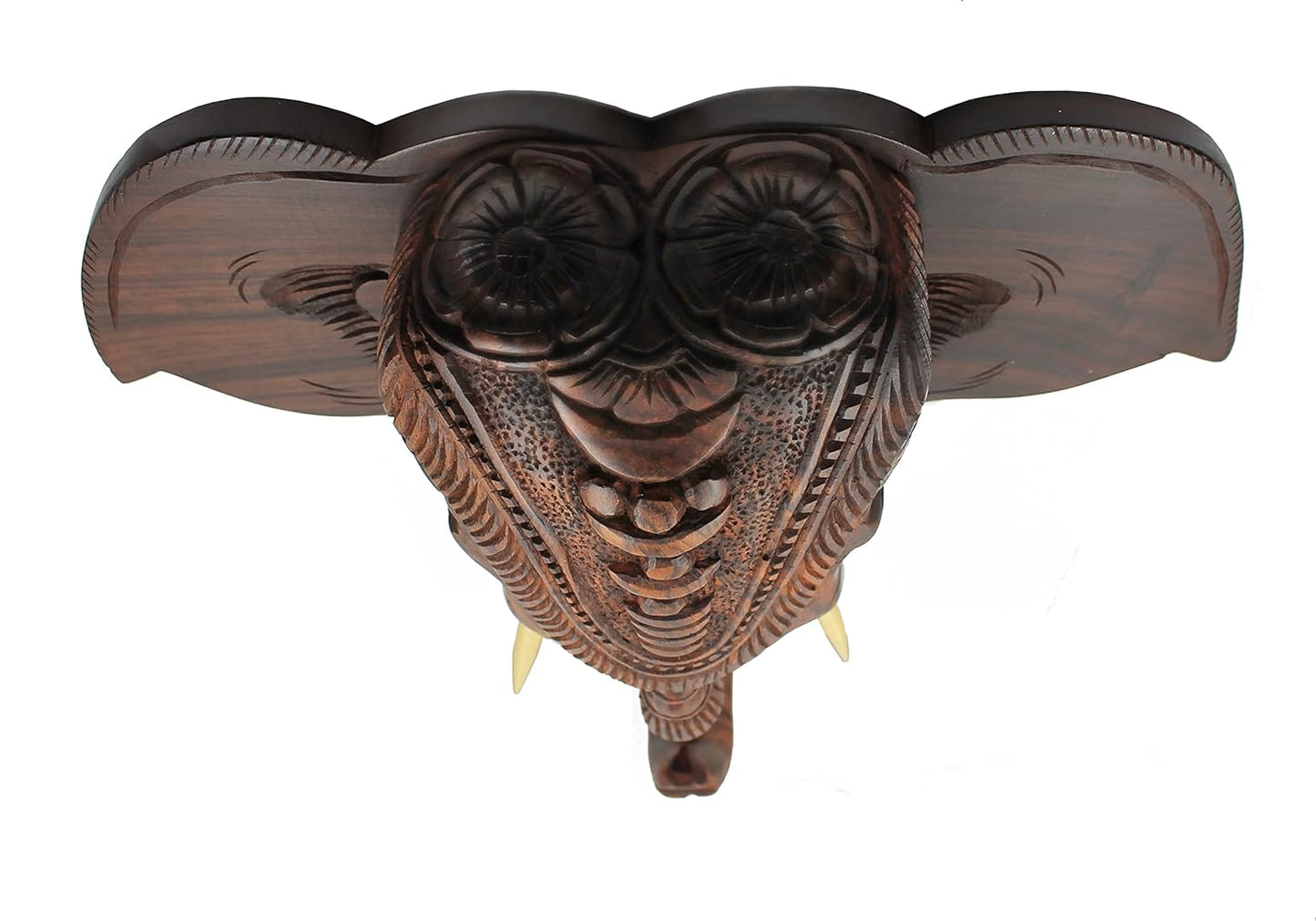 Wooden Hand-Carved Kerala Elephant Head for Wall Decor and Gifting (12 Inches)