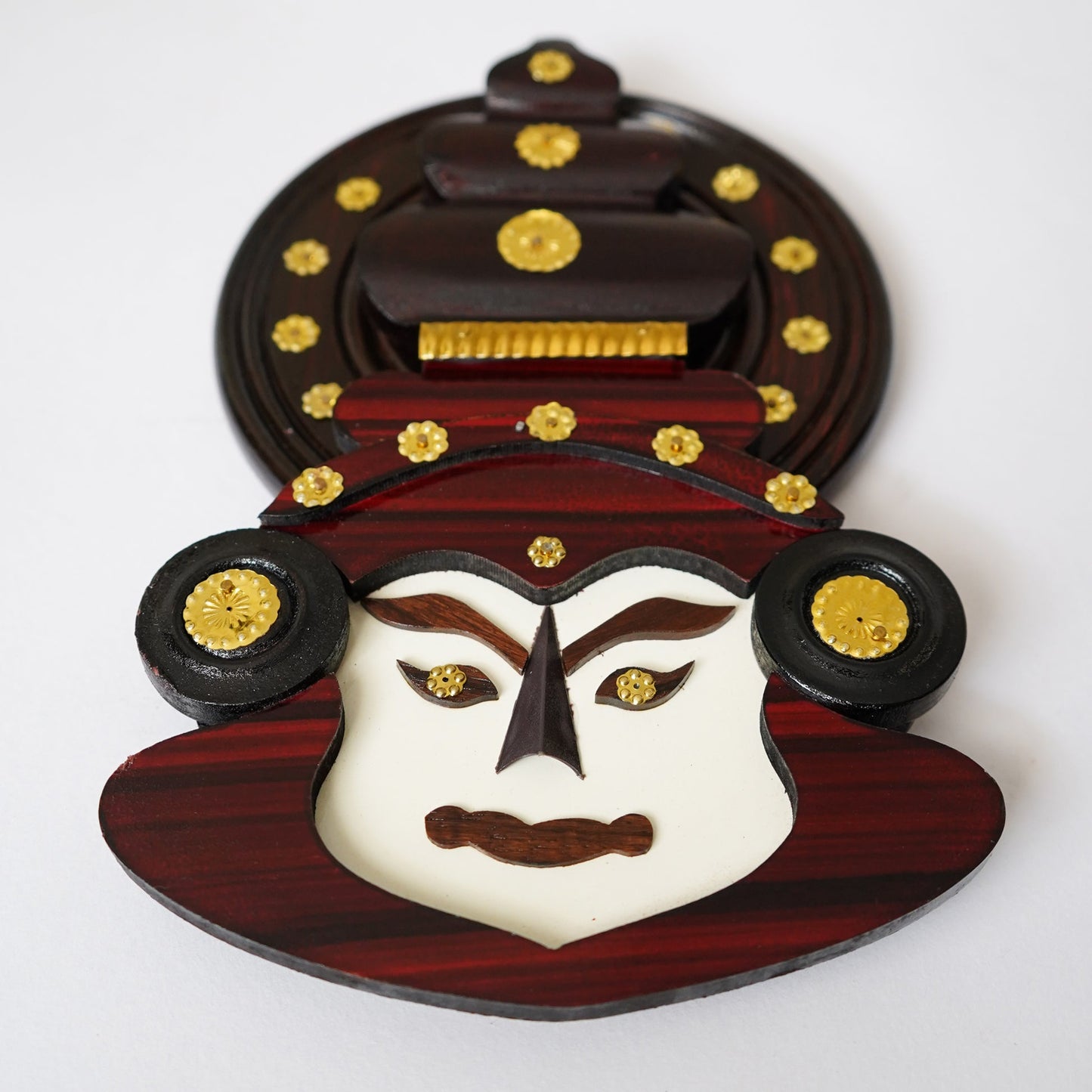 8-Inch Handcrafted Rosewood Kathakali Head – Traditional Kerala Wall Décor