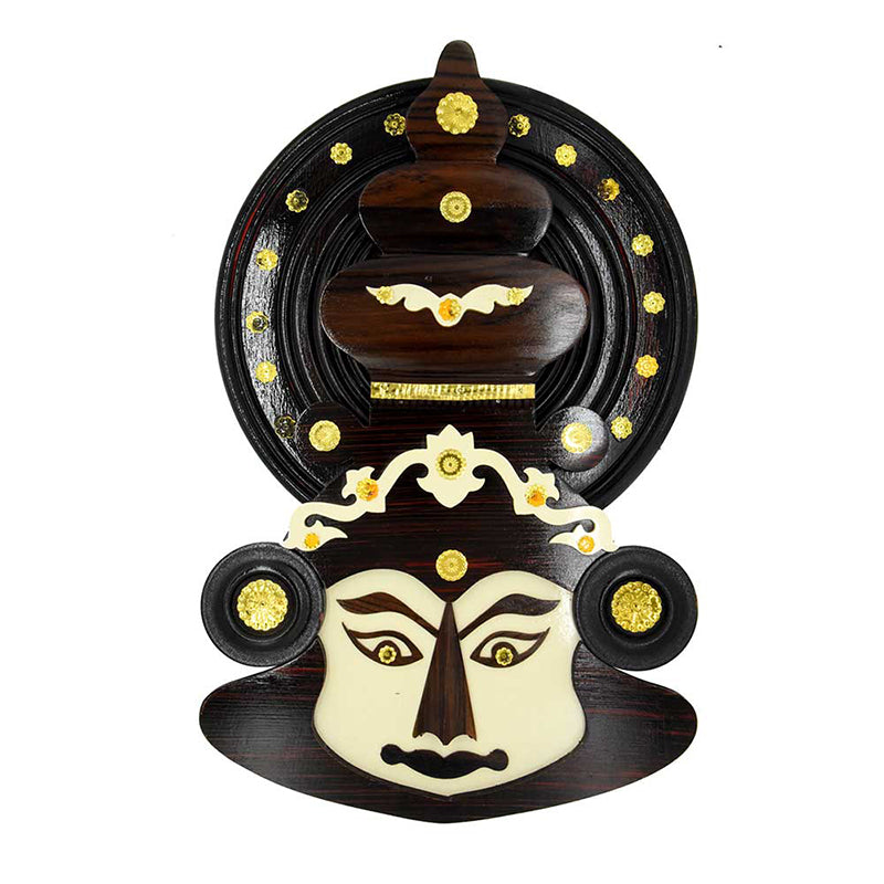 Handcrafted Kathakali Head Figurine in Rosewood (15 Inches) – Wall Hanging and Perfect Gift