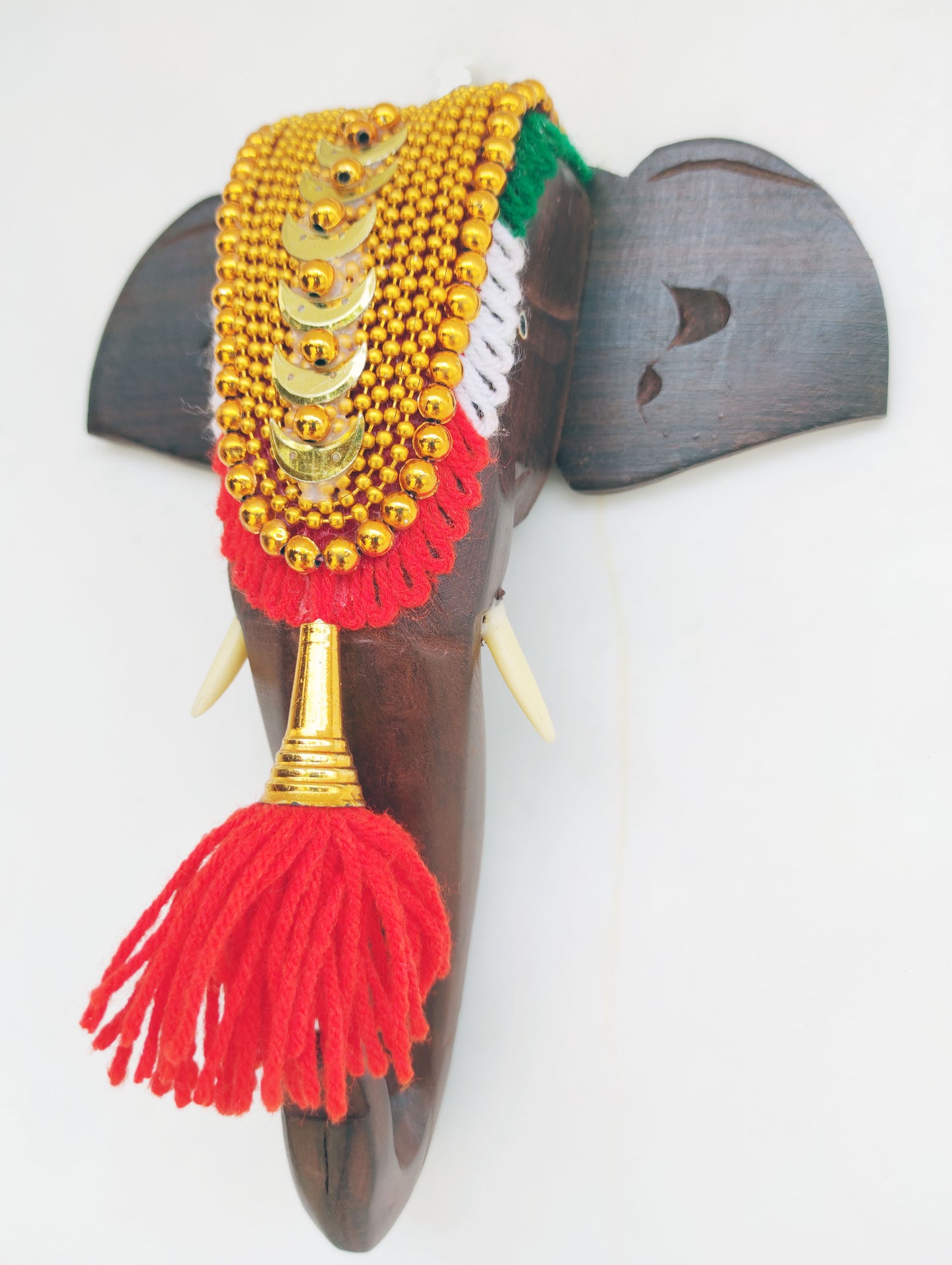 8-Inch Handcrafted Rosewood Elephant Head Wall Hanging with Nettipattom for home decor and gifting