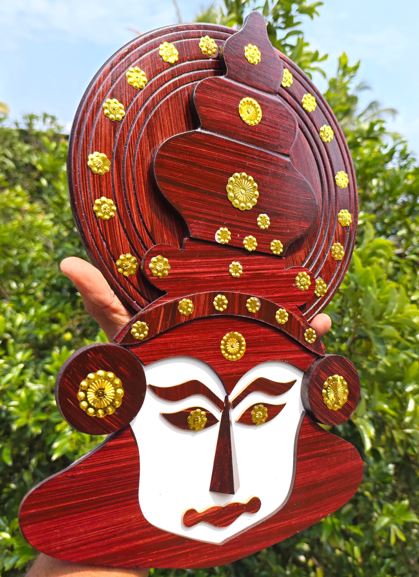 Kerala Wooden Kathakali Head – 20 Inches Tall | Wall Hanging for Home Décor & Gifting