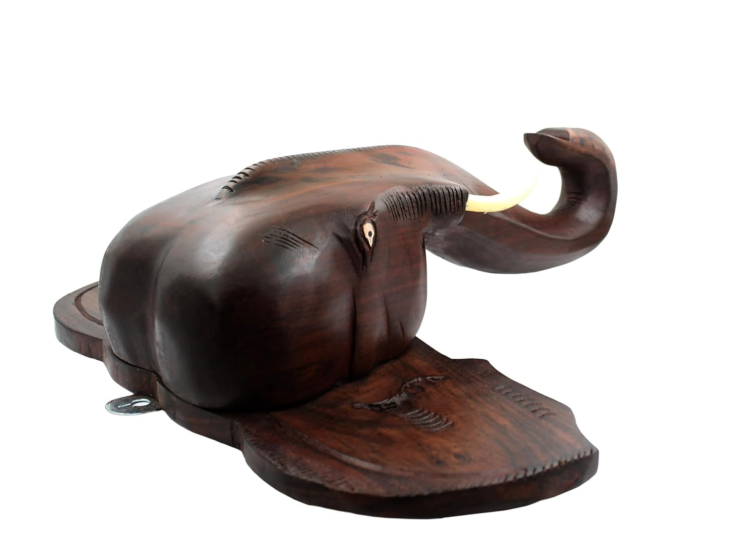 Rosewood-made Kerala Elephant Head Wall Hanging, ideal for gifting and home decor. (14-inch)