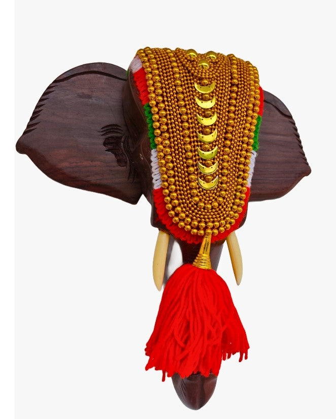 14-Inch Handcrafted Rosewood Elephant Head Wall Hanging with Nettipattom