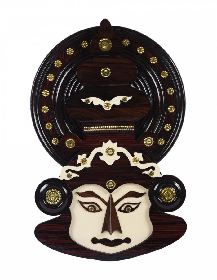 12-Inch Handcrafted Kathakali Head in Rosewood – Authentic Kerala Wall Art