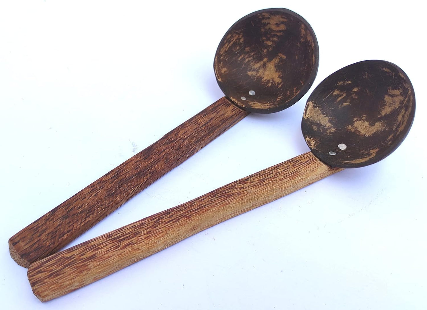 Coconut Ladle Set (Chiratta Kayil, Wooden Chiratta Thavi) – 100% Natural, Set of 2 Medium Siz